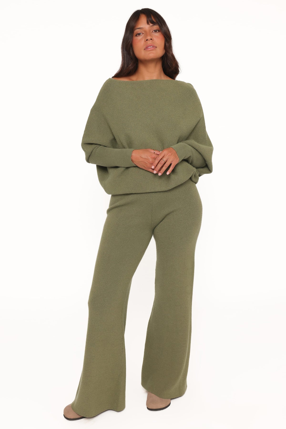 Gennie Knitted Pant Set - Avocado