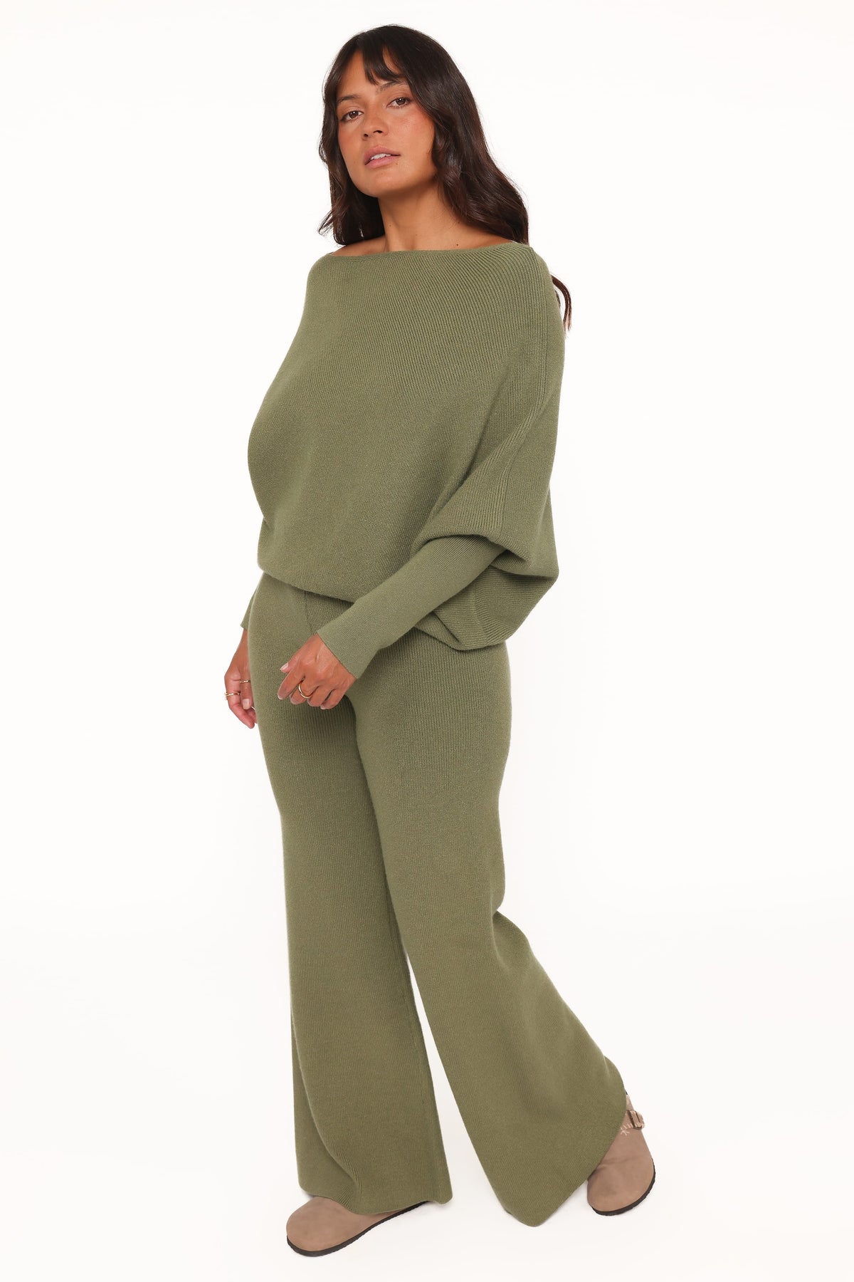 Gennie Knitted Pant Set - Avocado