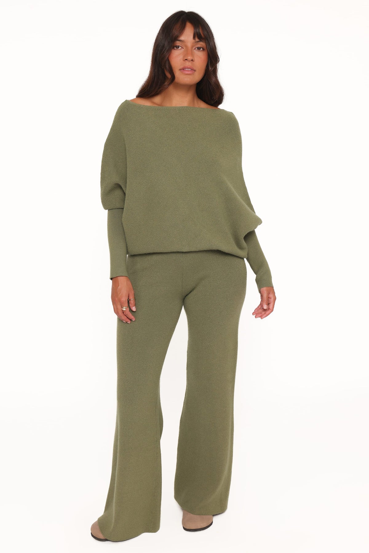 Gennie Knitted Pant Set - Avocado