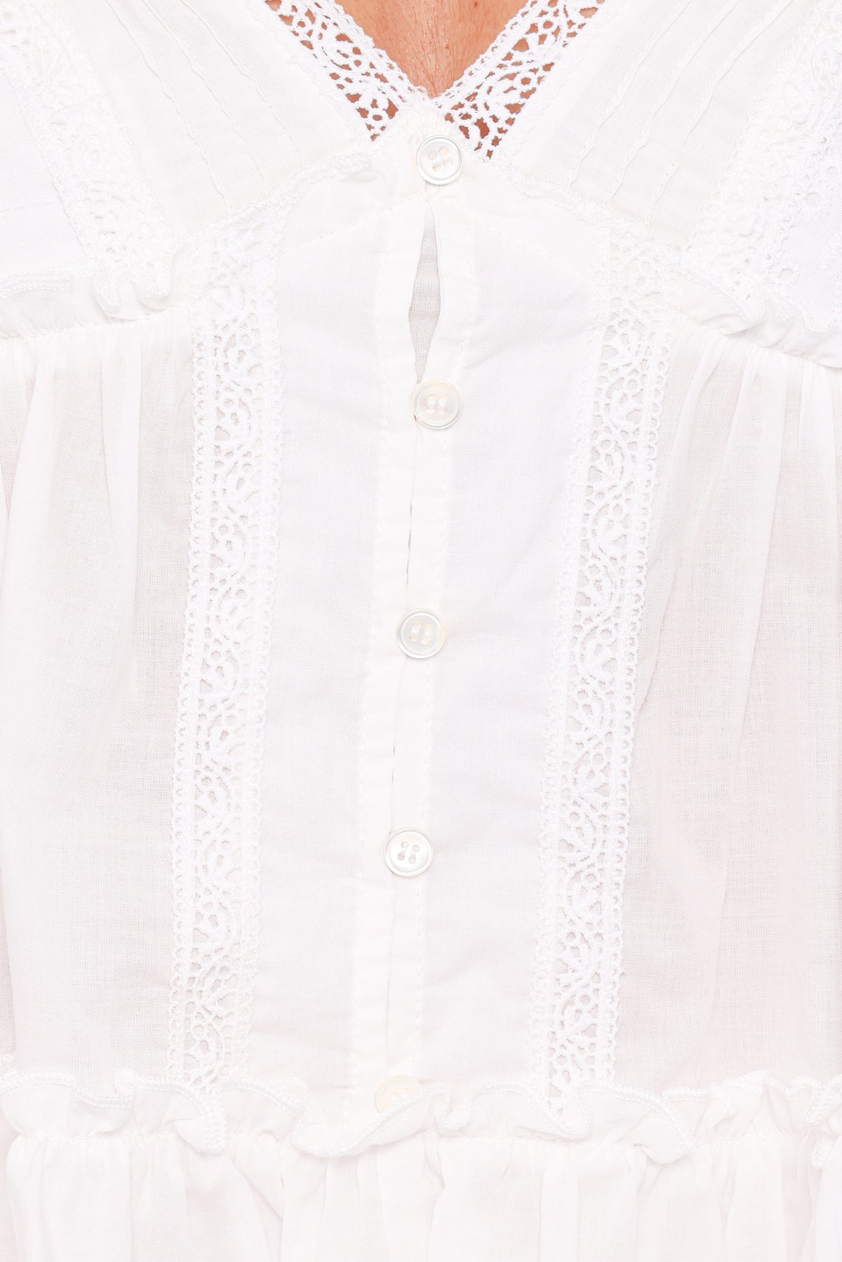 Daisy Cap Sleeve Top - White Broderie