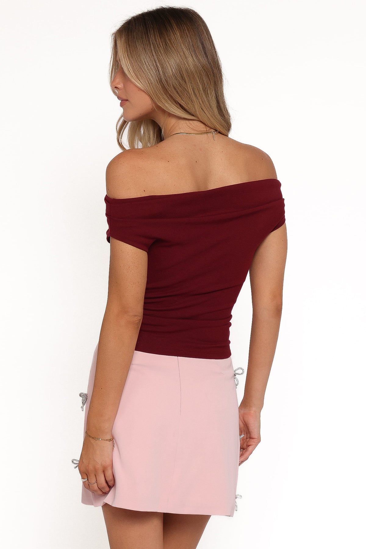 Darina Off Shoulder Top - Bordeaux