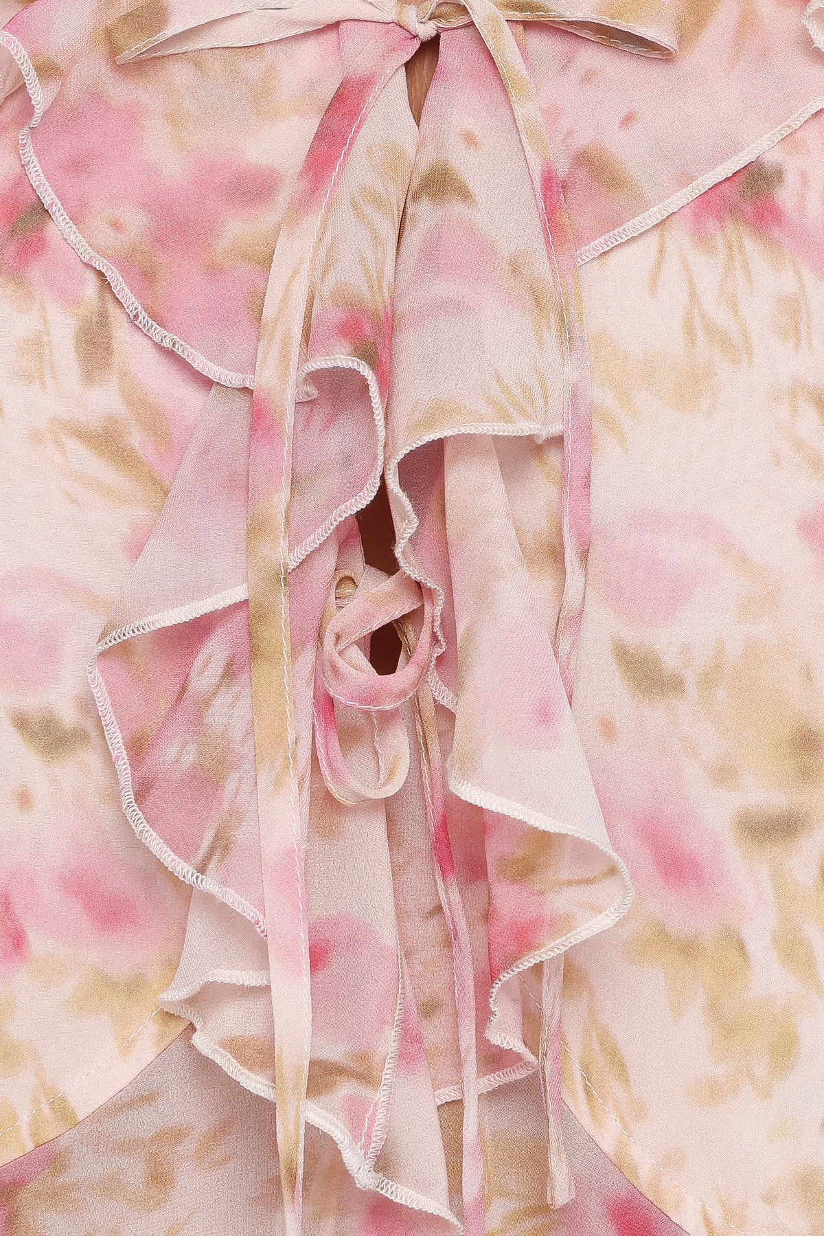 Ismena Tie Front Top - Blurred Pink Floral