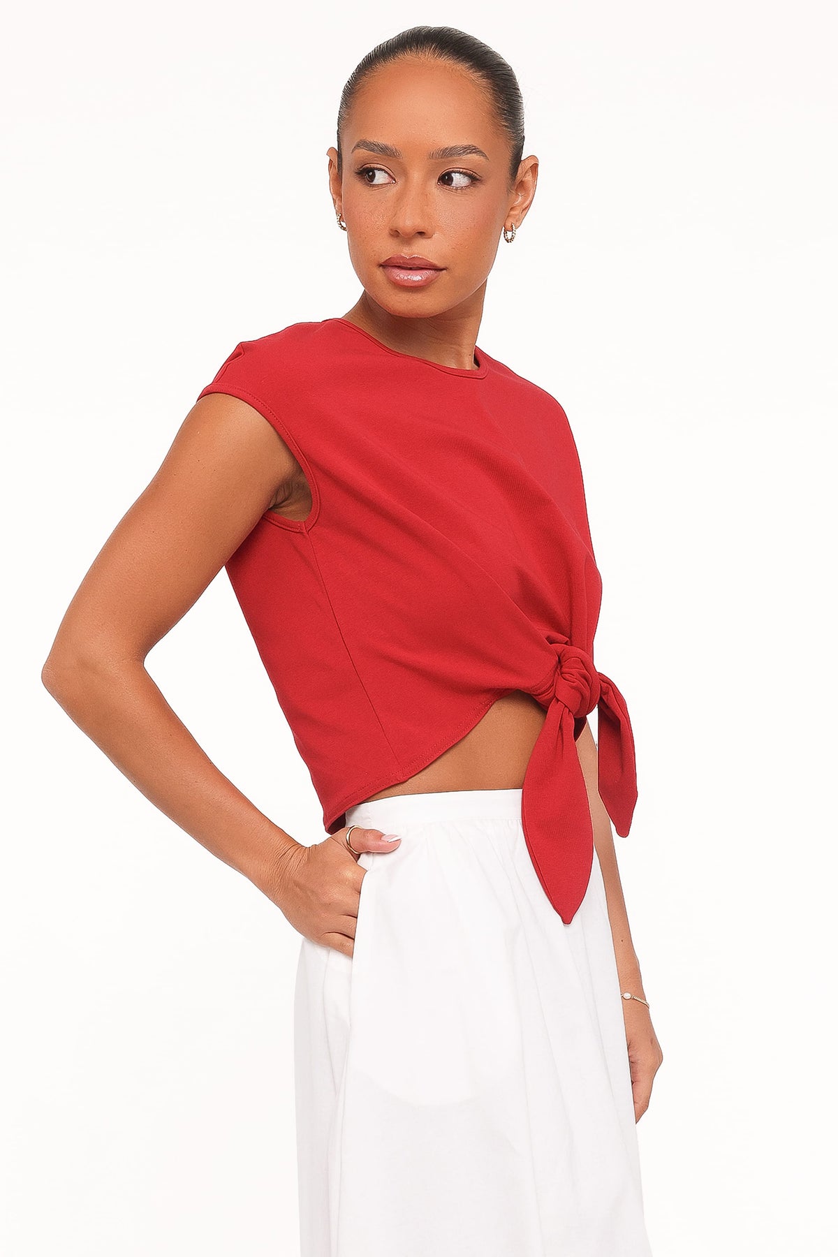 Kathy Tie Front Top - Red