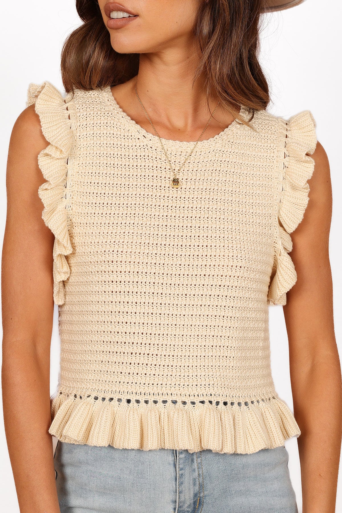 Katia Frill Knitted Top - Cream