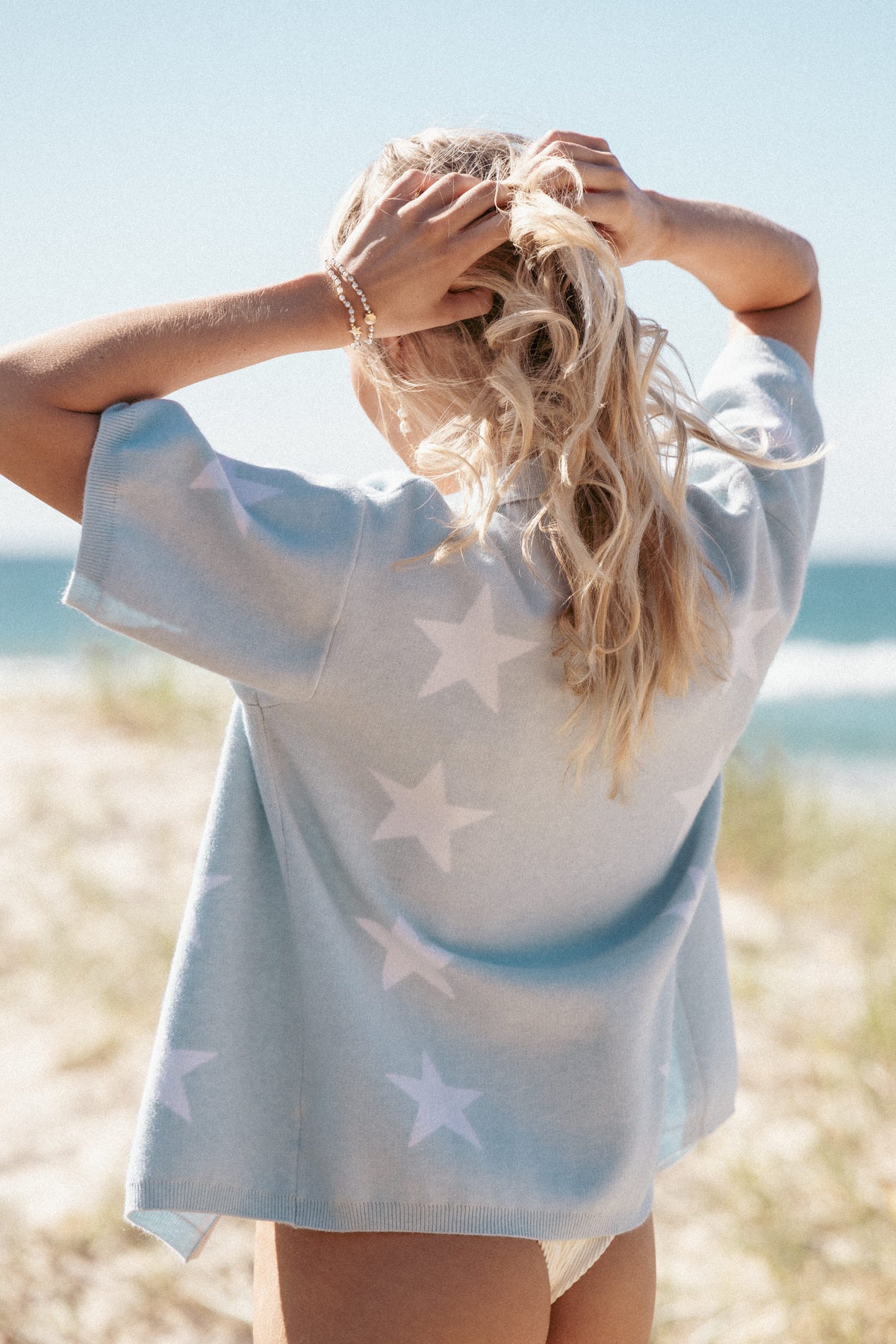 Lela Knitted Shirt - Light Blue Stars