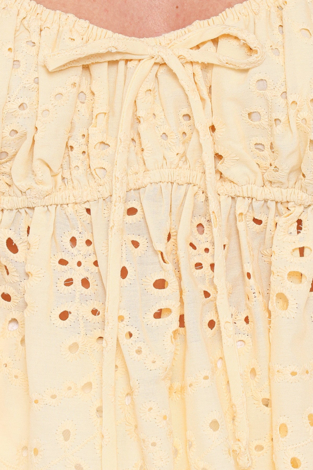 Regina Eyelet Ruffle Top - Butter Yellow