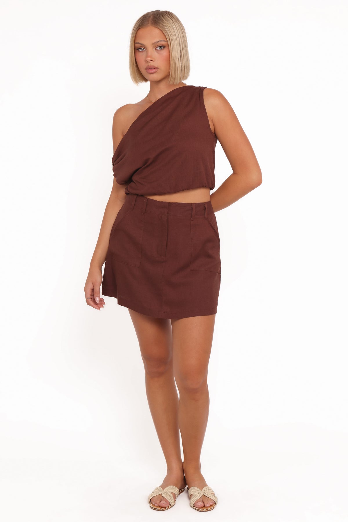 Shaw Off Shoulder Top - Chocolate Brown