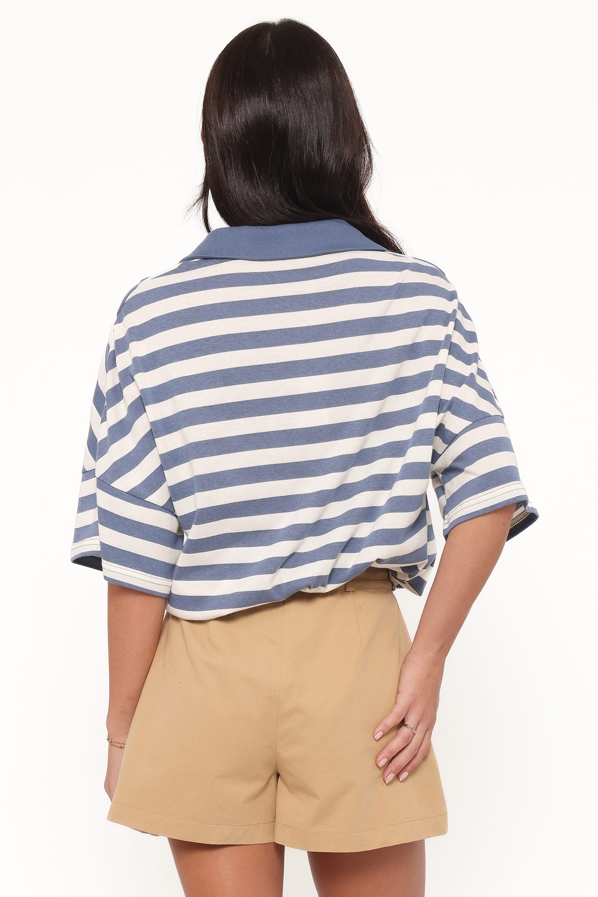 Sophia Short Sleeve Rugby Top - Blue/White Stripe