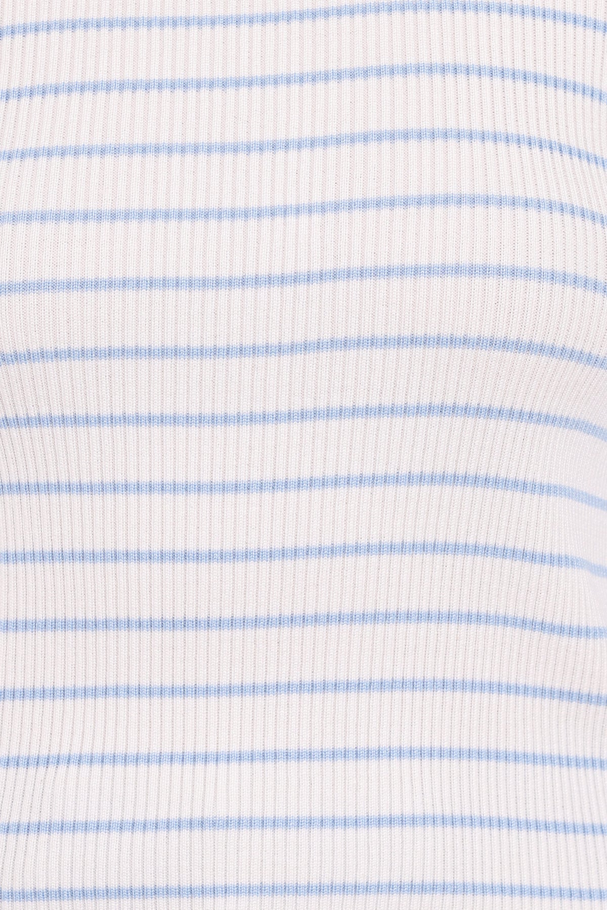 Stacie Ribbed Knit Top - Light Blue Stripe