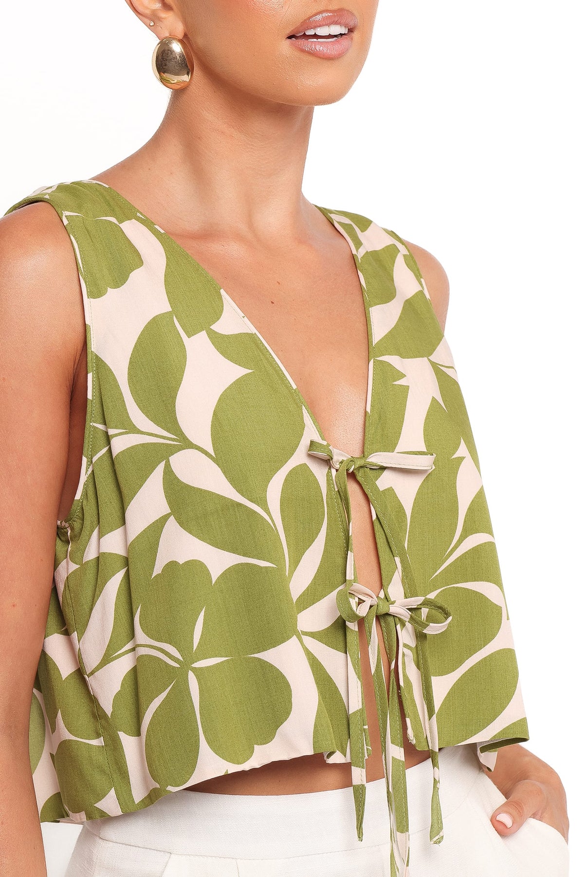 Valia Tie Top - Green Floral
