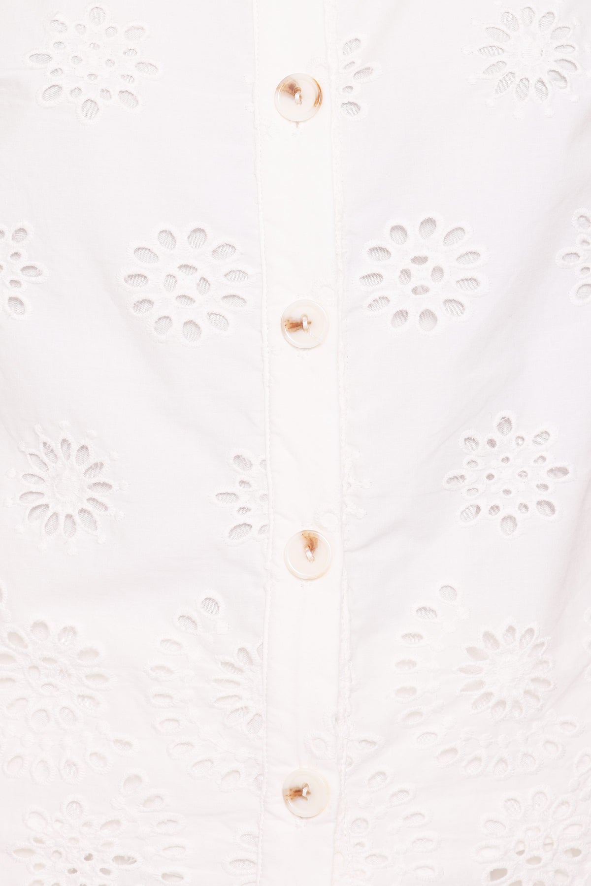 Winny Button Front Top - White Broderie