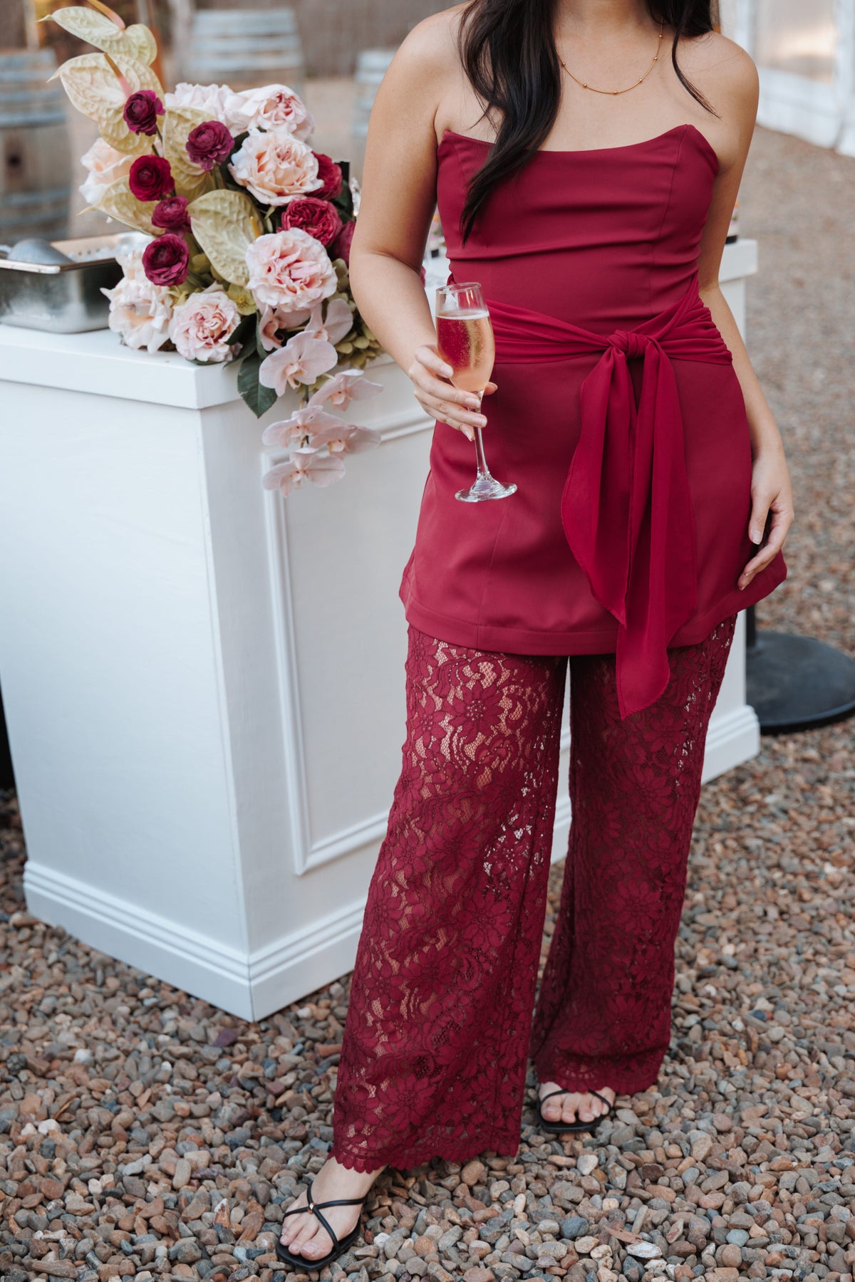 Athena Jumpsuit - Sangria Red