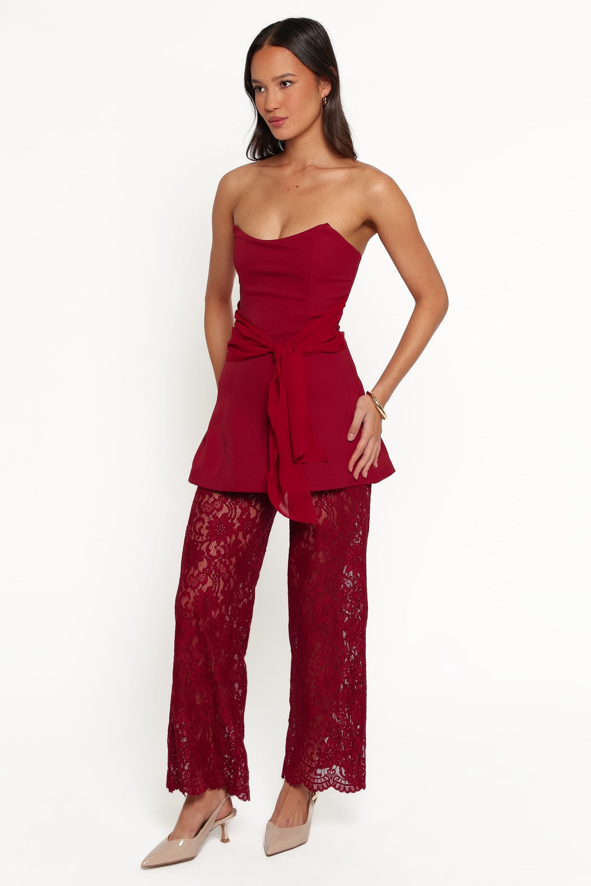 Athena Jumpsuit - Sangria Red