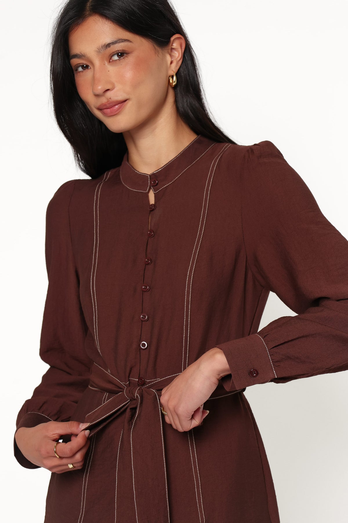 Benni Long Sleeve Romper - Chocolate