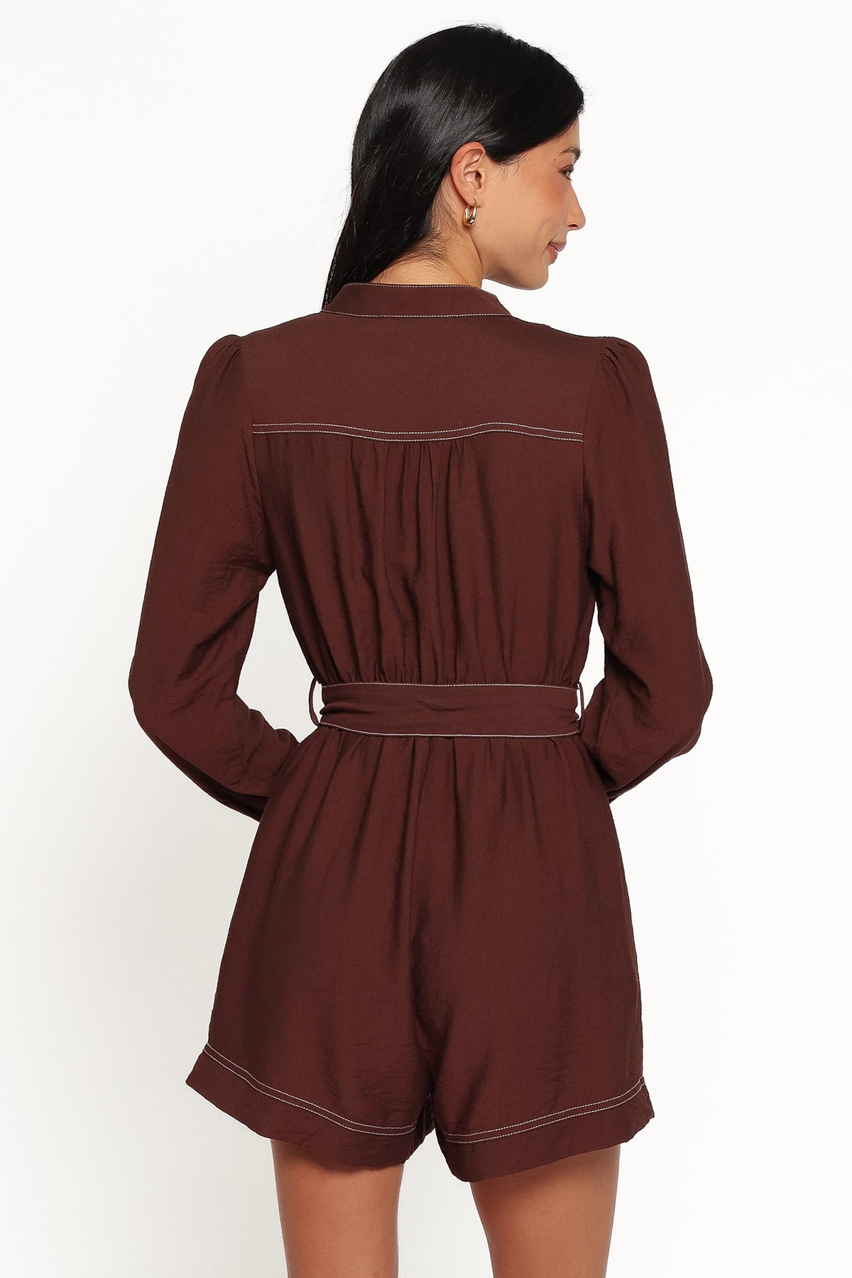 Benni Long Sleeve Romper - Chocolate