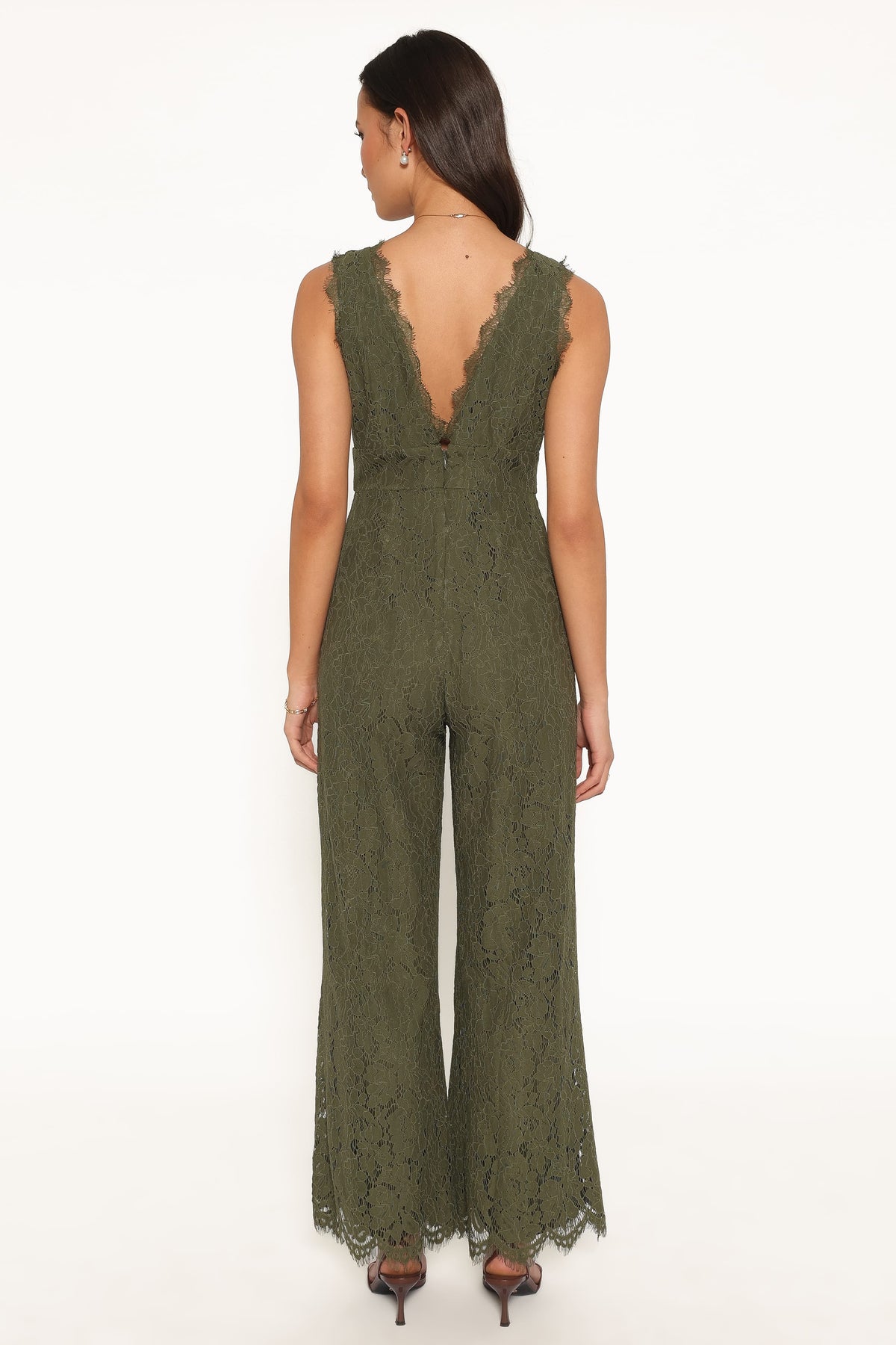 Eloise Lace Jumpsuit - Olive Green