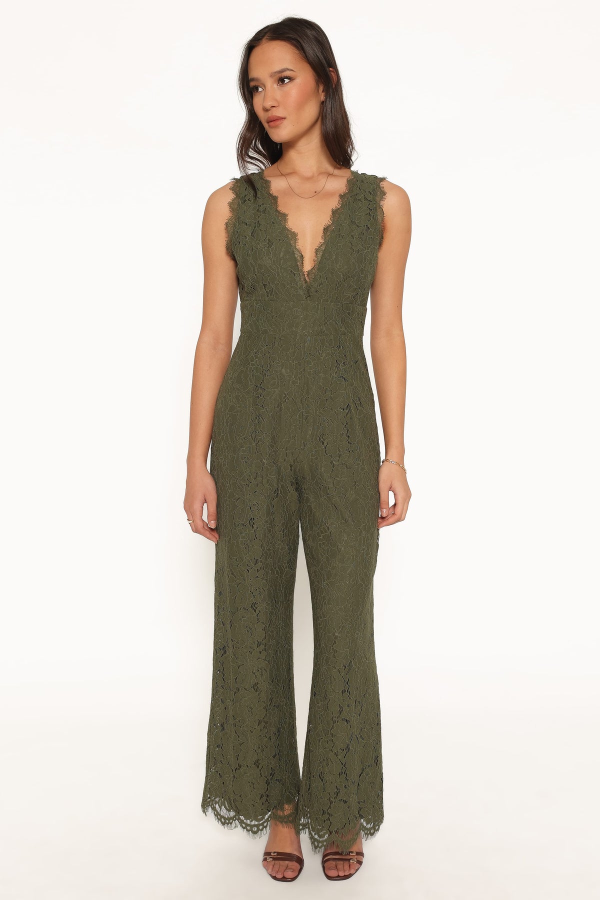 Eloise Lace Jumpsuit - Olive Green