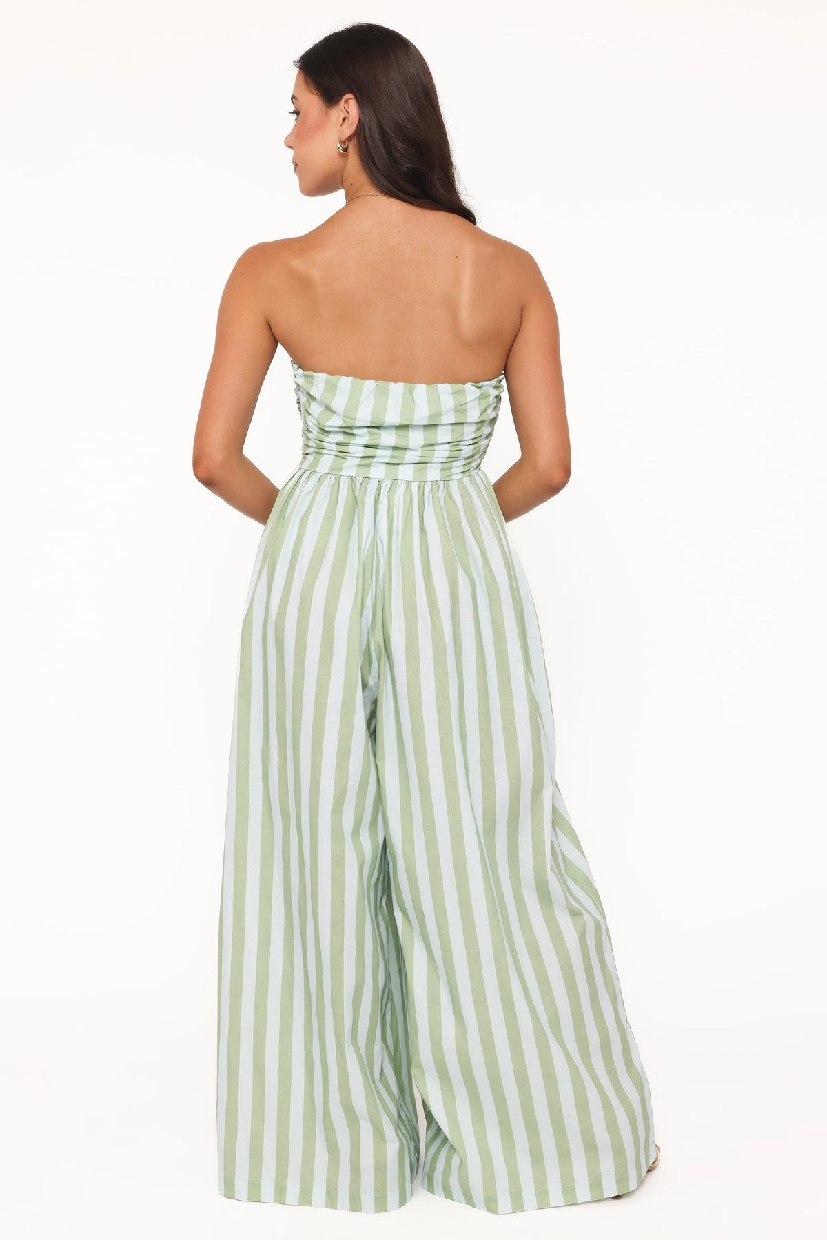 Paige Strapless Jumpsuit - Blue/Green Stripe