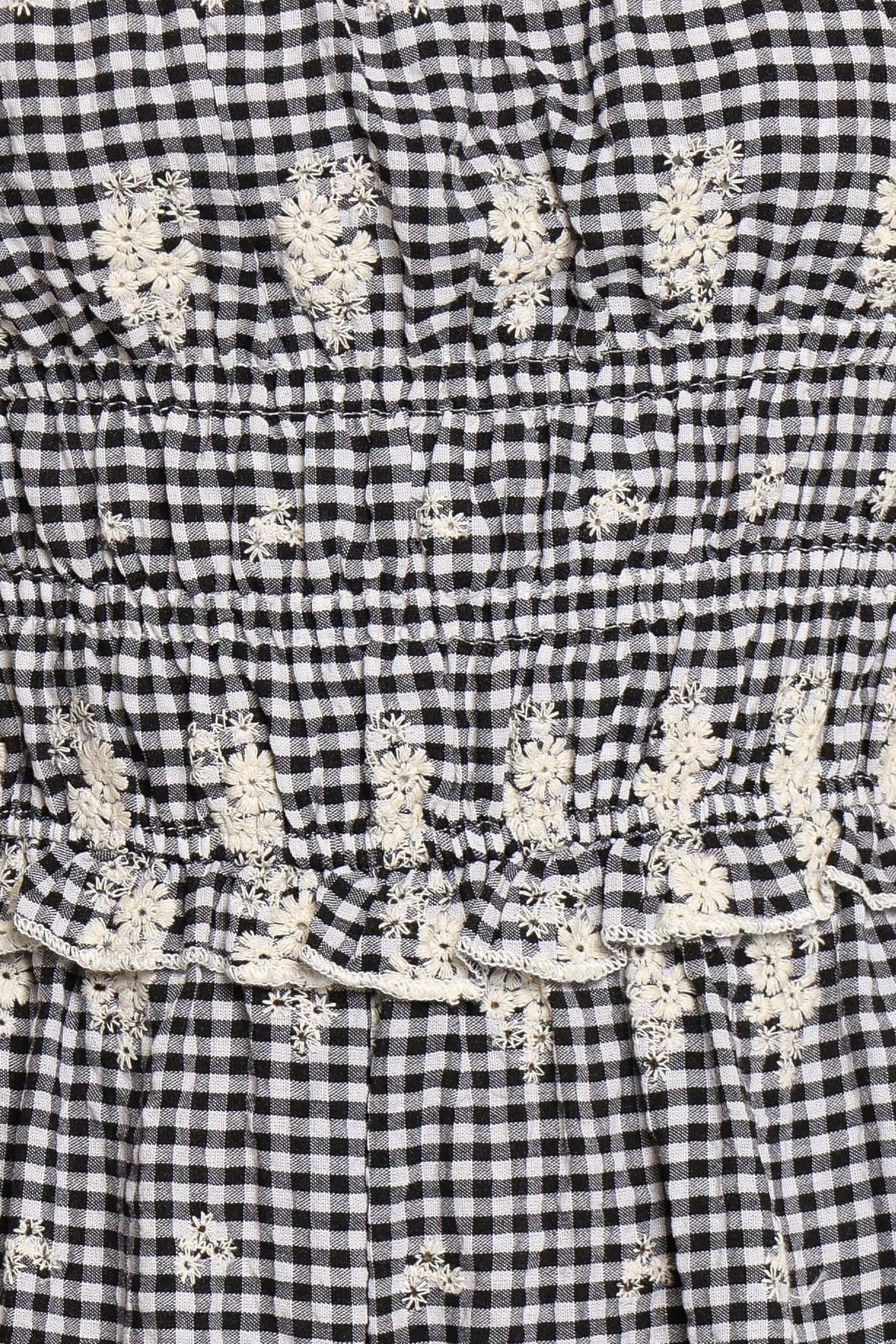 Yulissa Strapless Jumpsuit - Black Gingham Broderie
