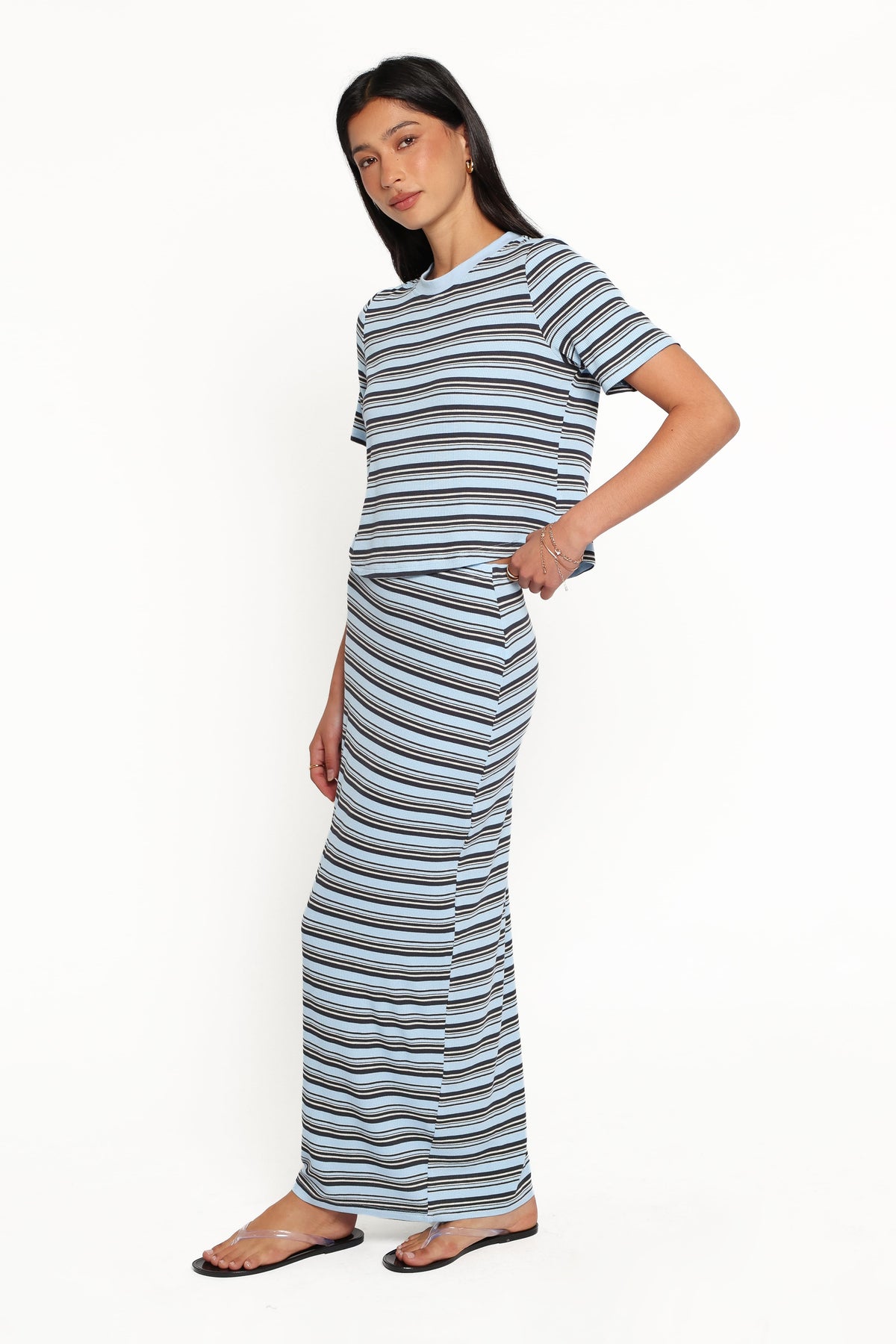 Bene Tee Skirt Set - Blue Stripe
