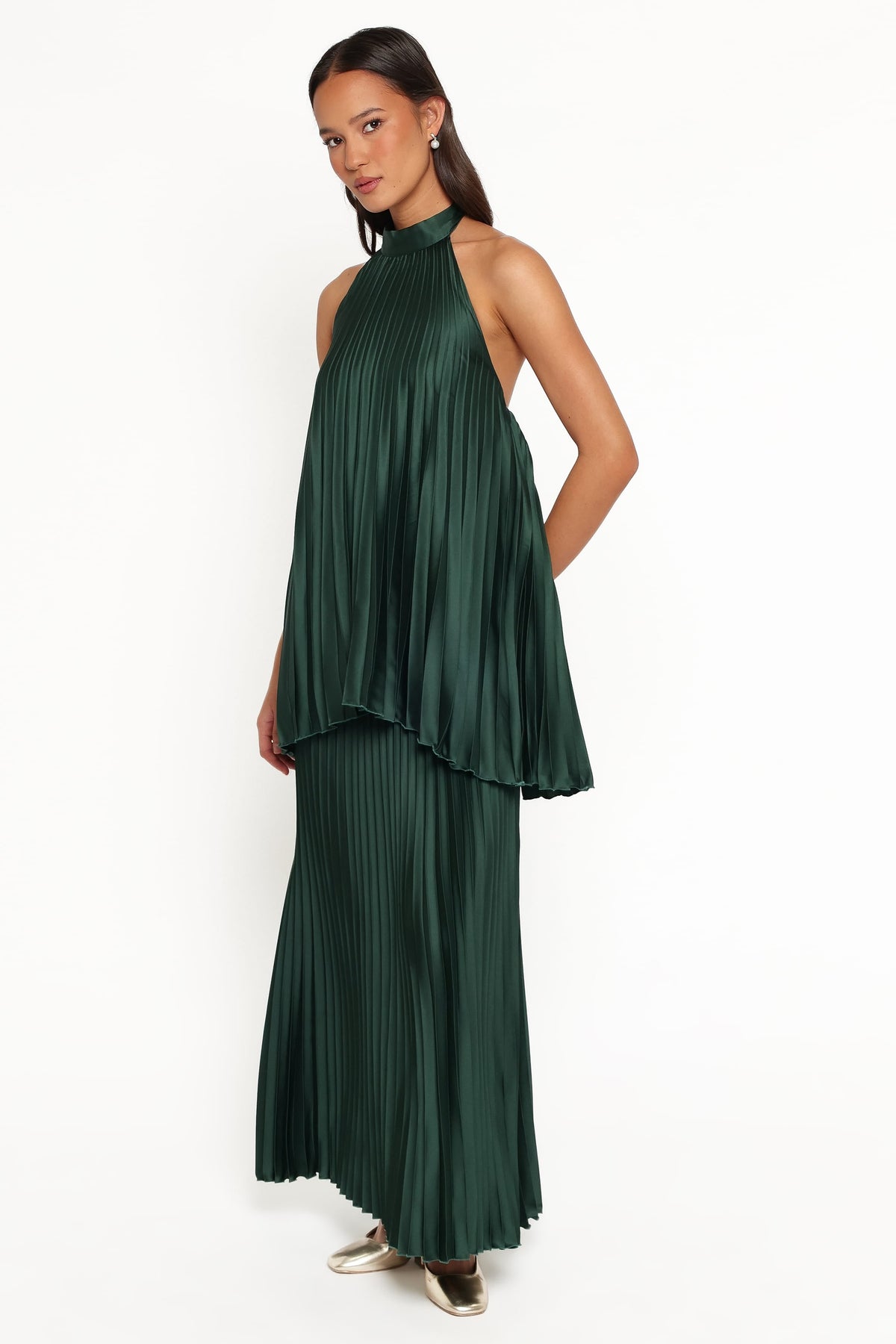 Darina Pleated Skirt Set - Olive