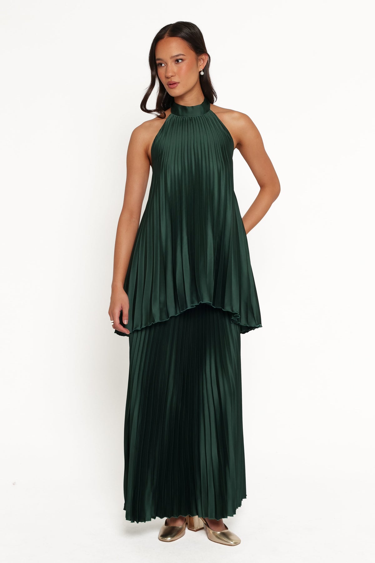 Darina Pleated Skirt Set - Olive