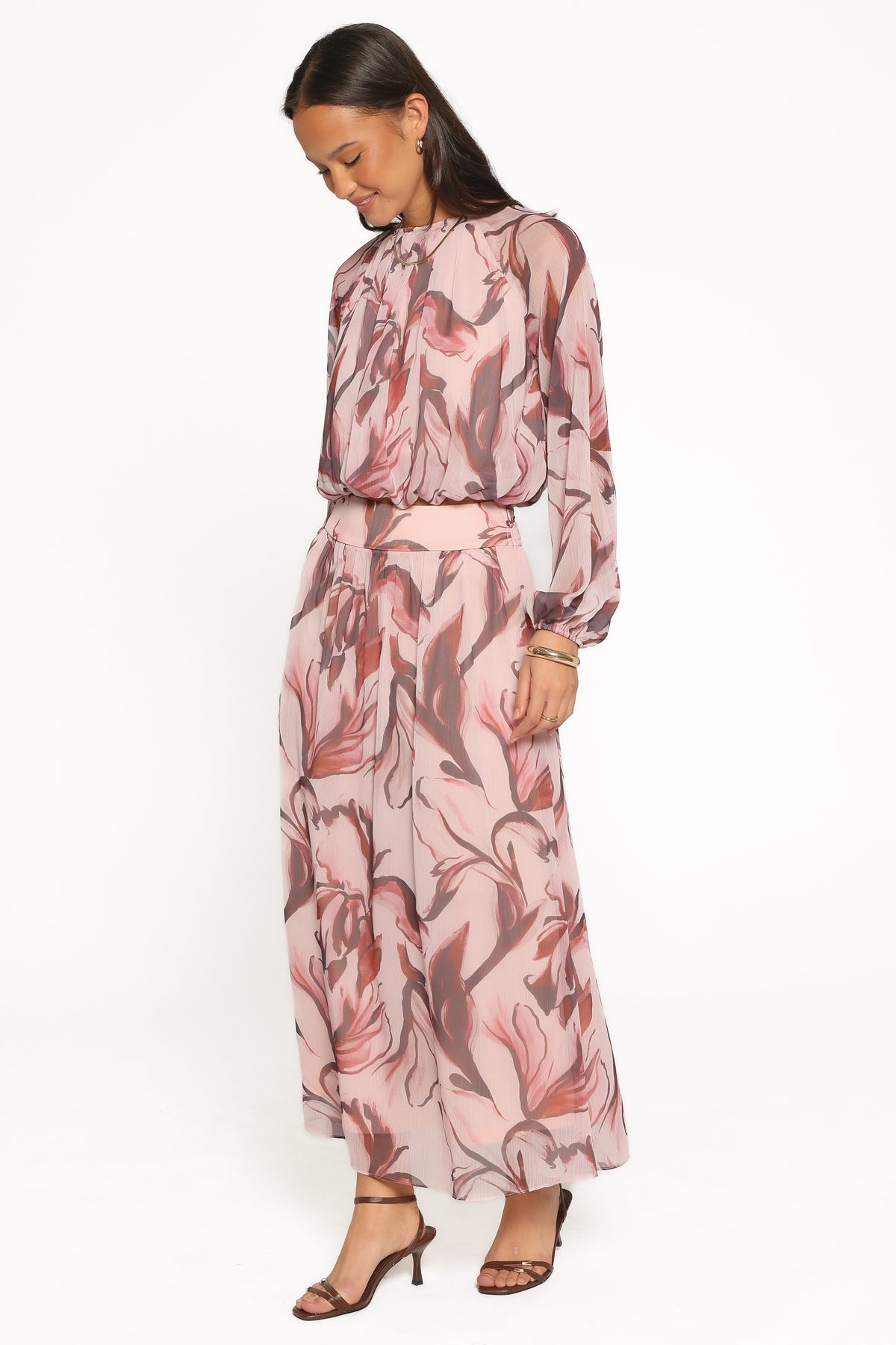 Lorei Chiffon Skirt Set - Pink Petal