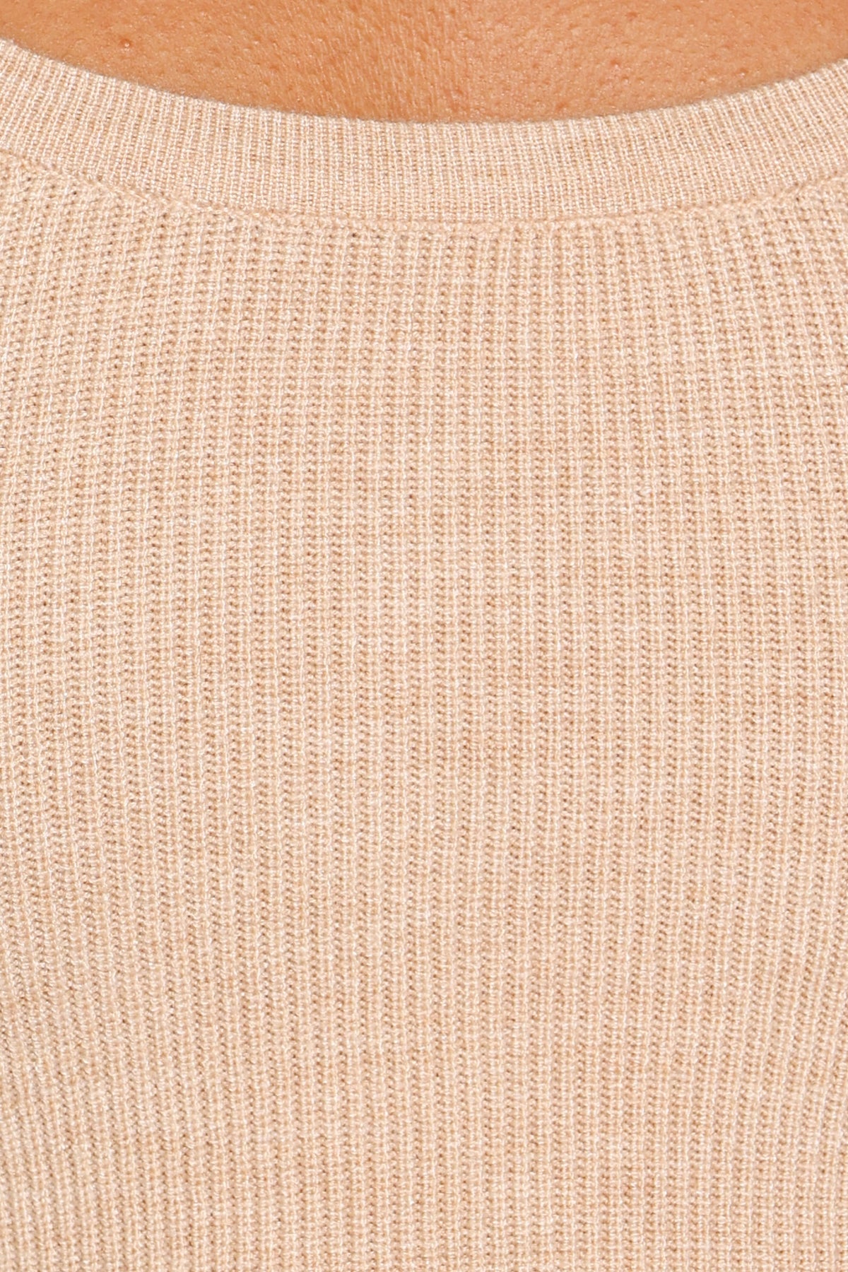Berenice Ruffle Hem Knitted Top - Beige