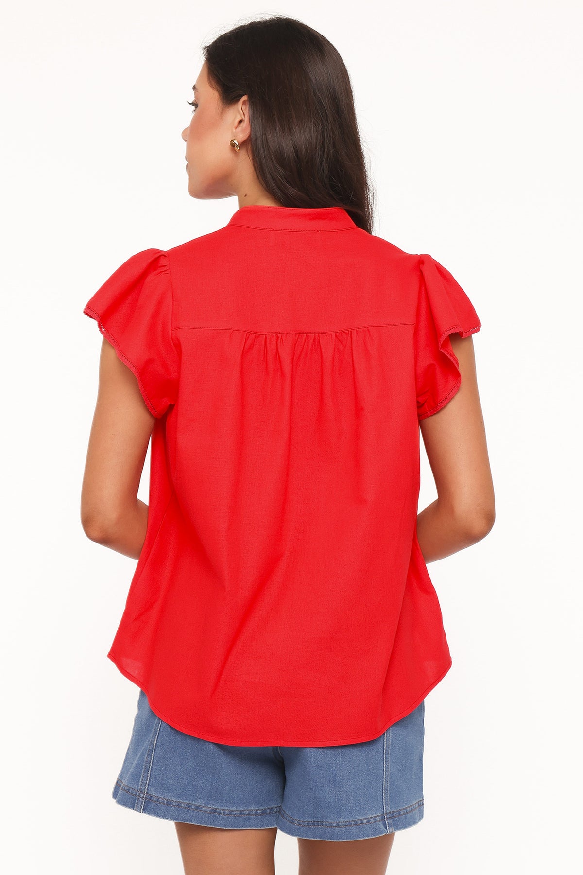 Kylie Flutter Sleeve Top - Red