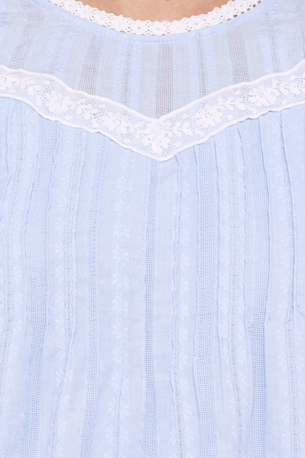 Laoise Lace Inset Ruffle Top - Light Blue