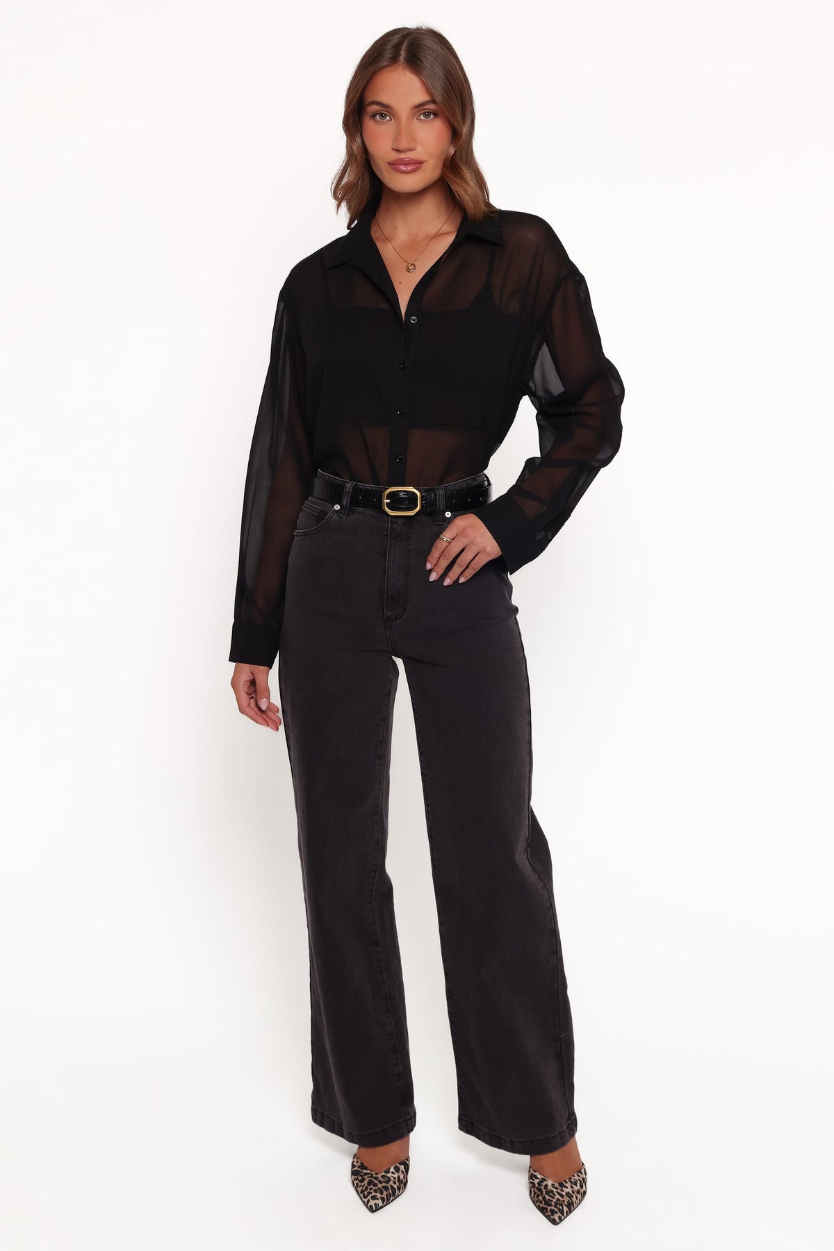 Lee Sheer Panel Shirt - Black