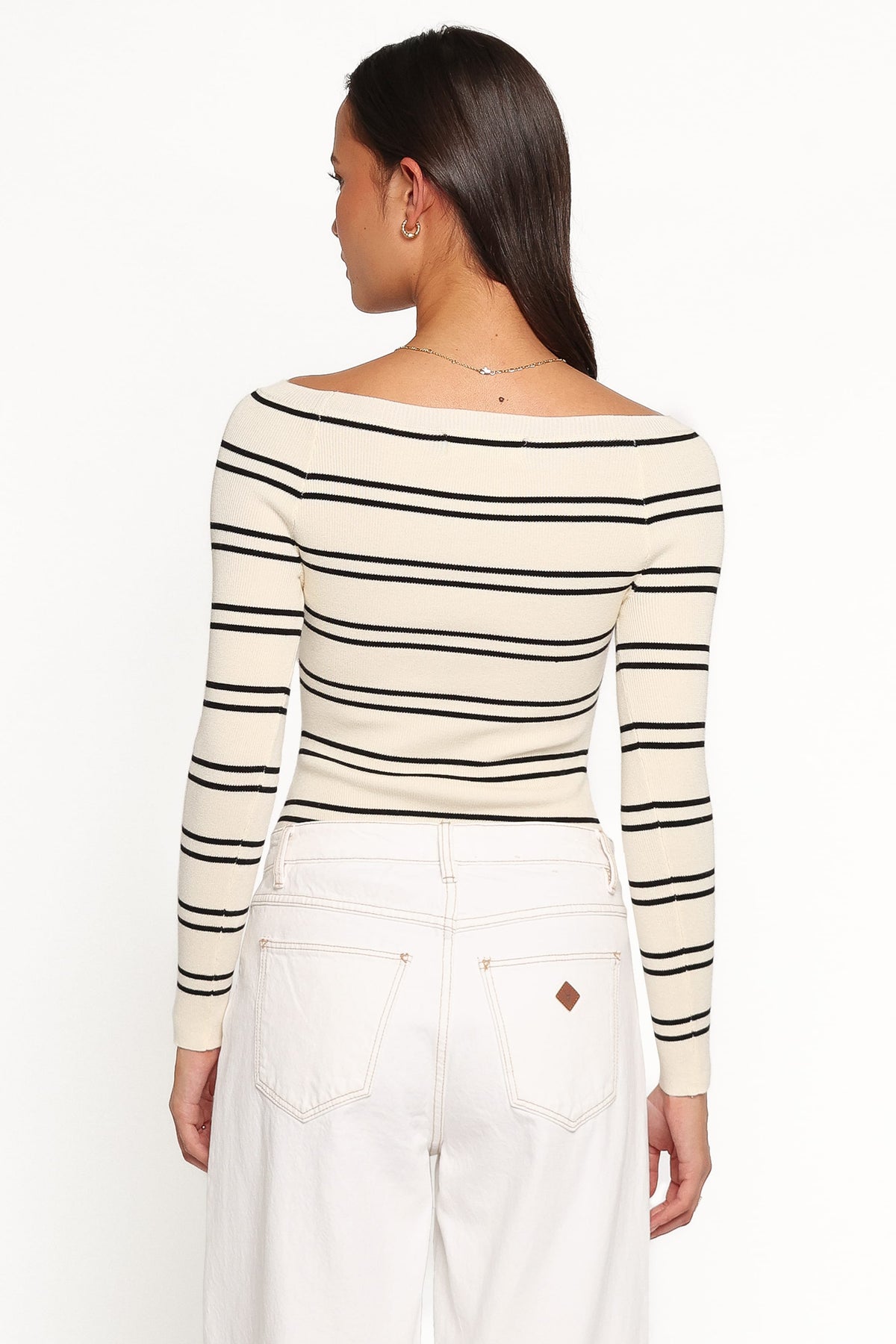 Presley Knit Top - Cream Black Stripe