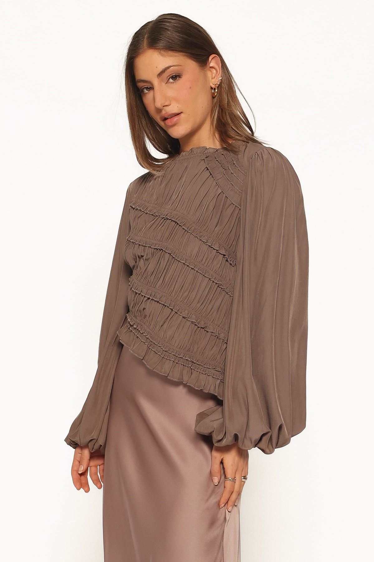 Romee Ruched Top - Brown