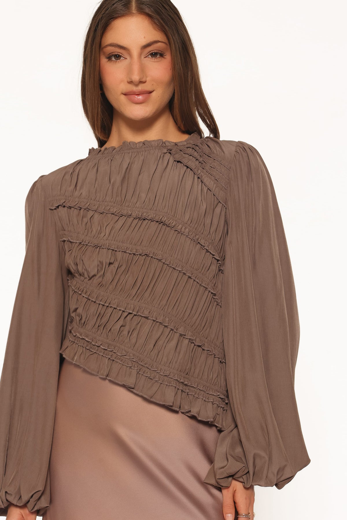Romee Ruched Top - Brown