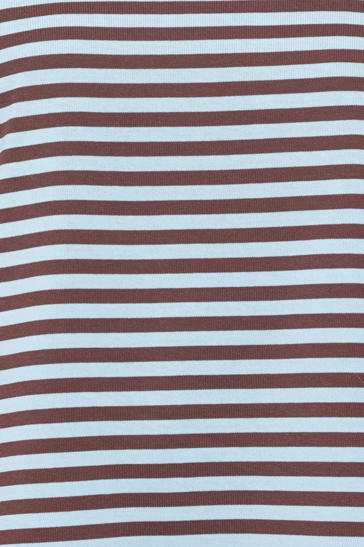 Ruva Long Sleeve Tee - Brown Blue Stripe