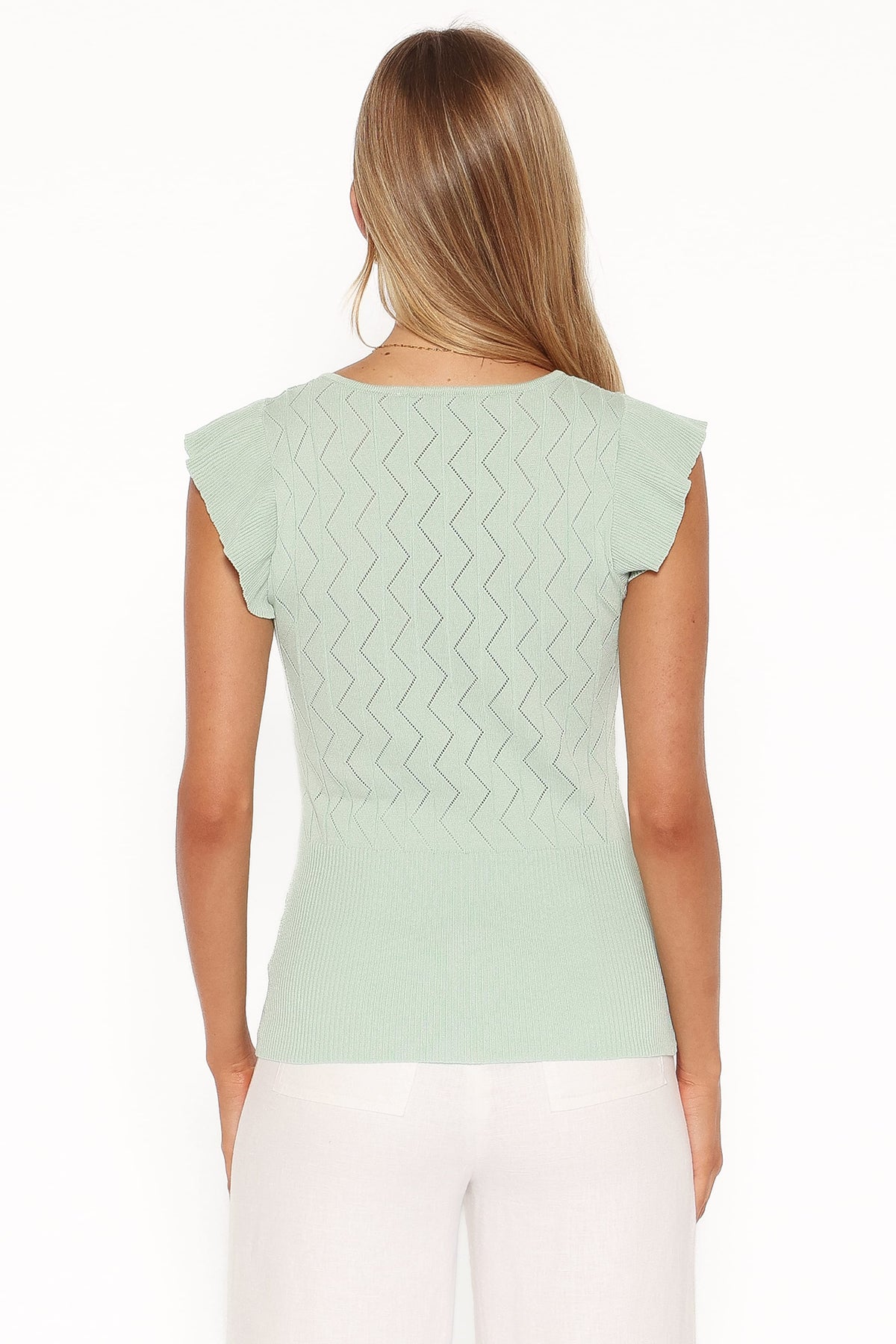 Tucker Pointelle Knit Top - Sage Green