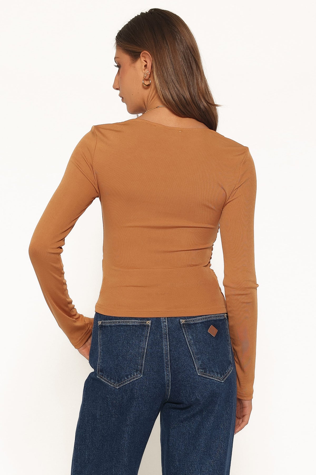 Velda Draped Knit Top - Toffee Brown